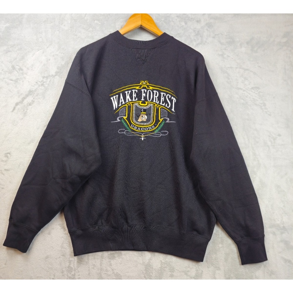 Vintage Wake Forest Demon Deacons Midwest Embroidery Sweatshirt XL Black